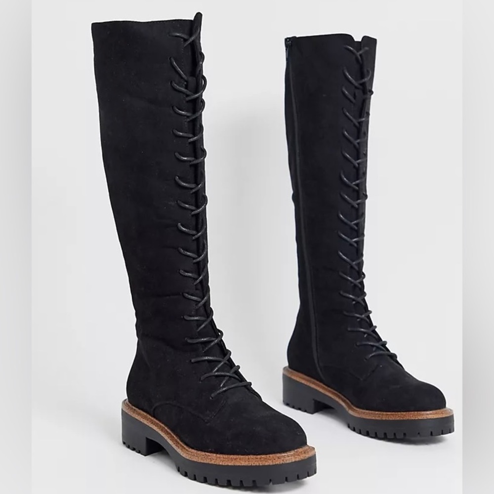 ASOS DESIGN Courtney chunky lace up knee high boots - Picture 2 of 8